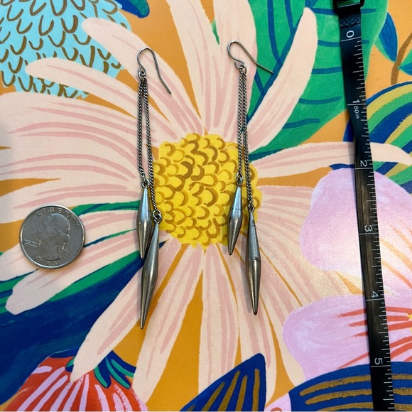 Silver Dangling Pendant Earrings - Picture 3 of 5